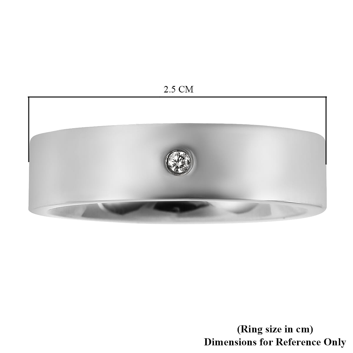 Simulated Diamond Band Ring in Silver Tone Titanium