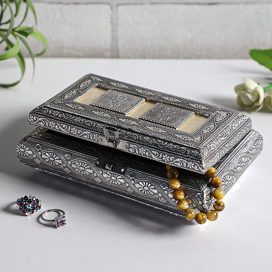Handcrafted Ring Storage Box (Size 19.7x12x4.7 Cm) - Silver