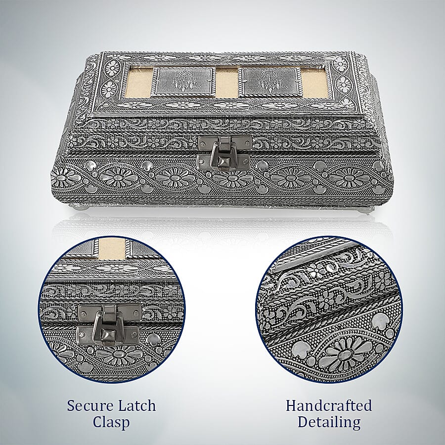 Handcrafted Ring Storage Box (Size 19.7x12x4.7 Cm) - Silver