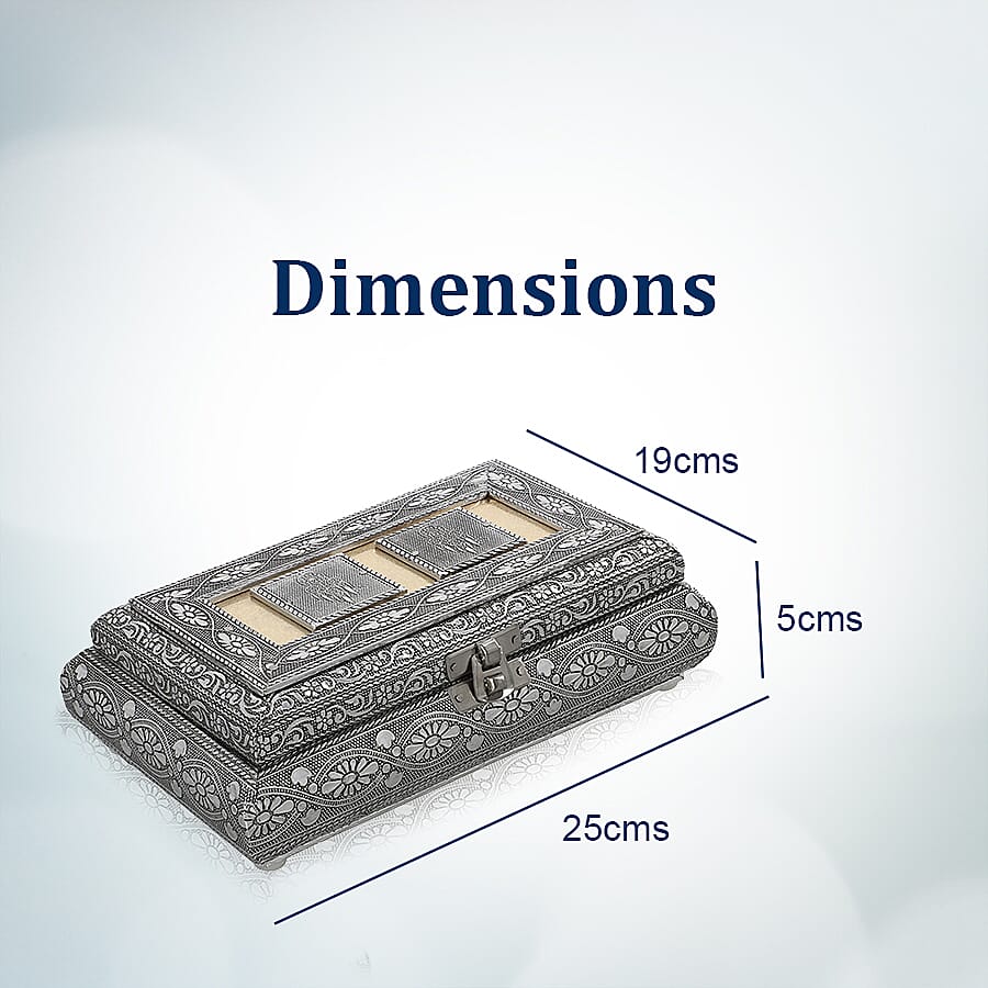 Handcrafted Ring Storage Box (Size 19.7x12x4.7 Cm) - Silver