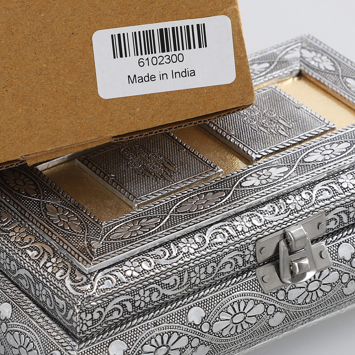 Handcrafted Ring Storage Box (Size 19.7x12x4.7 Cm) - Silver