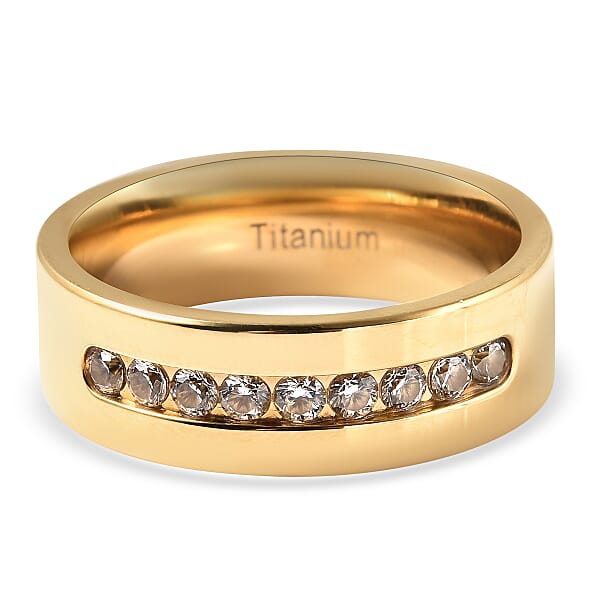 Simulated Diamond Band Ring in Yellow Gold Tone 6102396 TJC