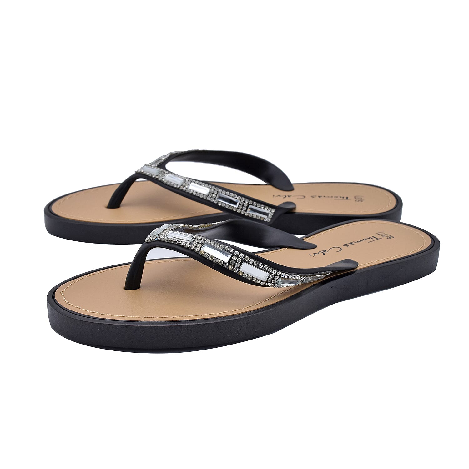 Thomas Calvi Super Comfortable Sparkle Flip Flops in White (Size 7)