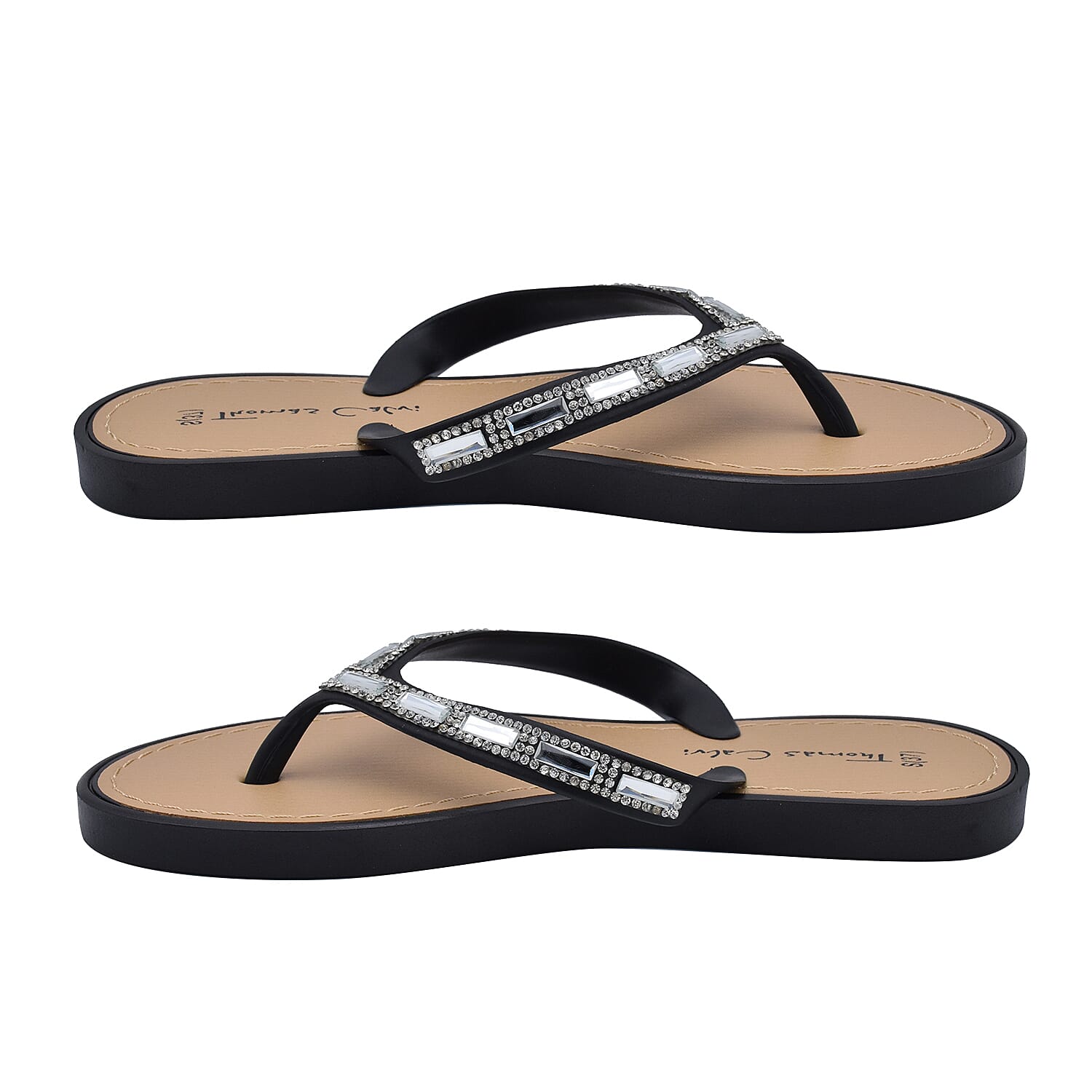 Thomas Calvi Super Comfortable Sparkle Flip Flops in White (Size 7)