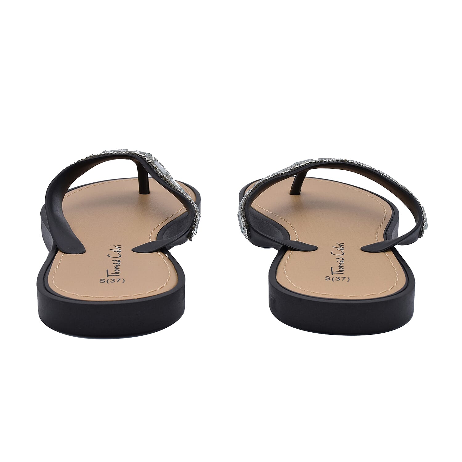 Thomas Calvi Sparkle Flip Flops in Black Colour