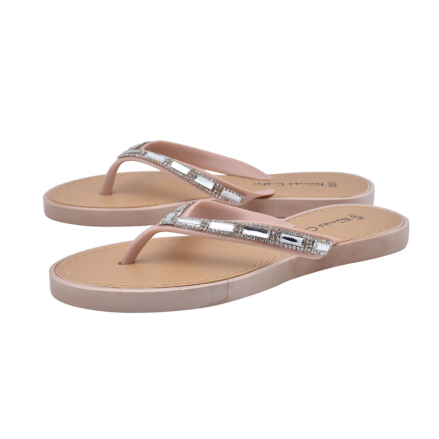 Thomas Calvi Super Comfortable Sparkle Flip Flops in Cream Colour