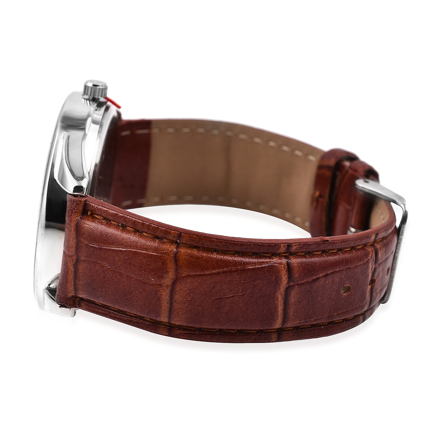 Thomas Calvi Mens Watch with Tan Faux Leather Strap