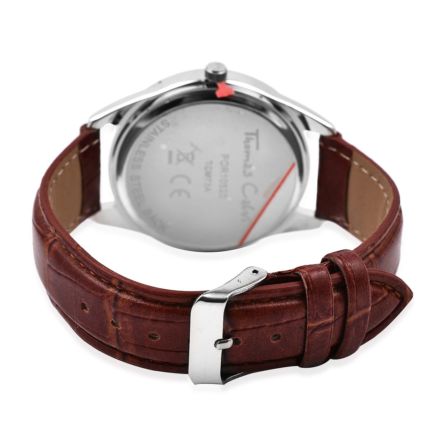 Thomas Calvi Mens Watch with Tan Faux Leather Strap