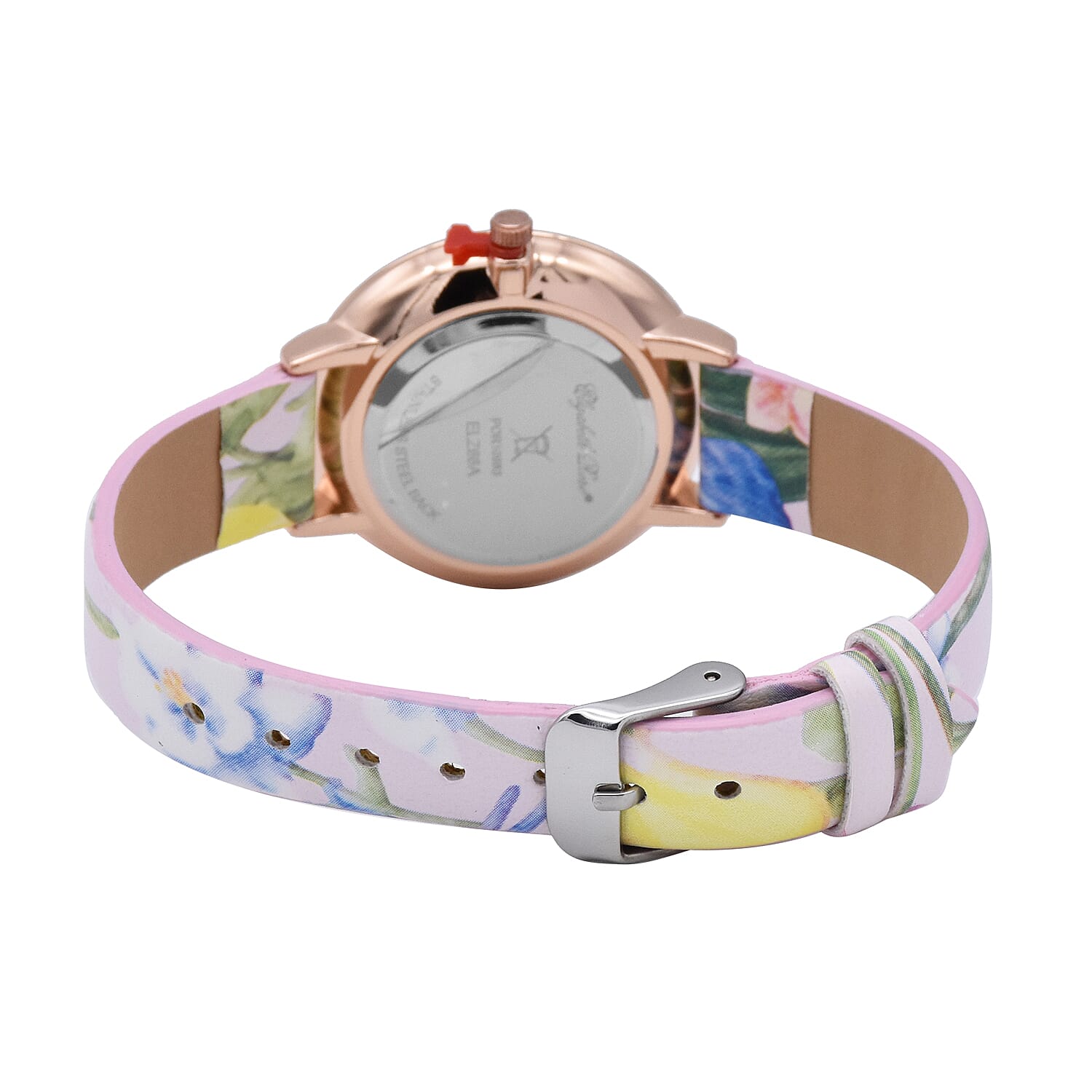Elizabeth Rose Multi Colour Floral Strap Watch in Rose Gold Tone