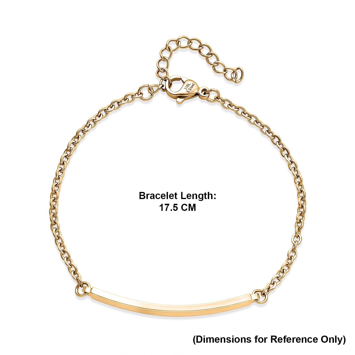 Personalized Bar Bracelet (Size - 7-1.5 Ext) in Yellow Gold Tone