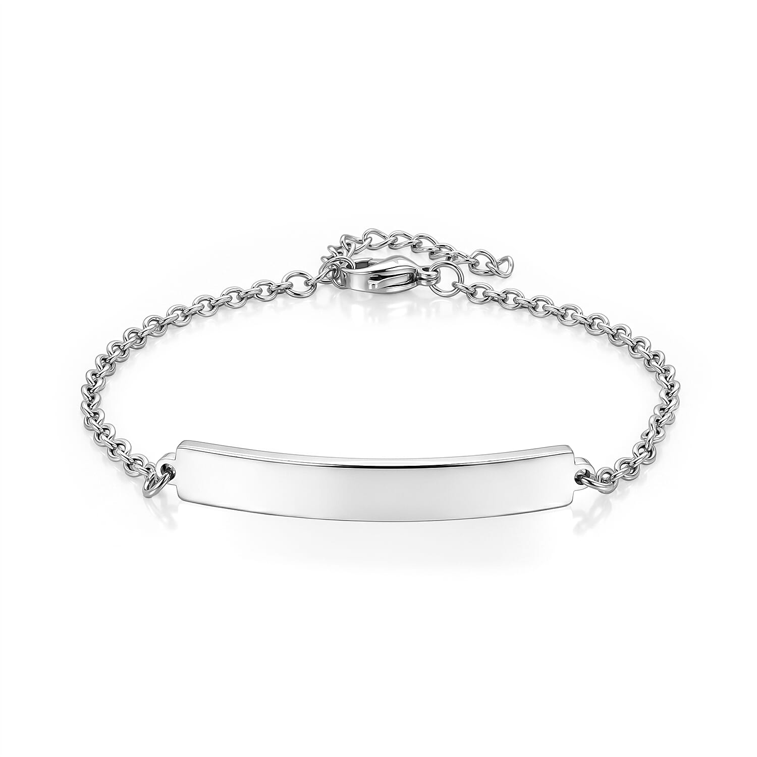 Personalized Bar Bracelet (Size - 7-1.5 Ext) in Silver Tone