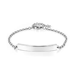 Personalized Bar Bracelet (Size - 7-1.5 Ext) in Silver Tone