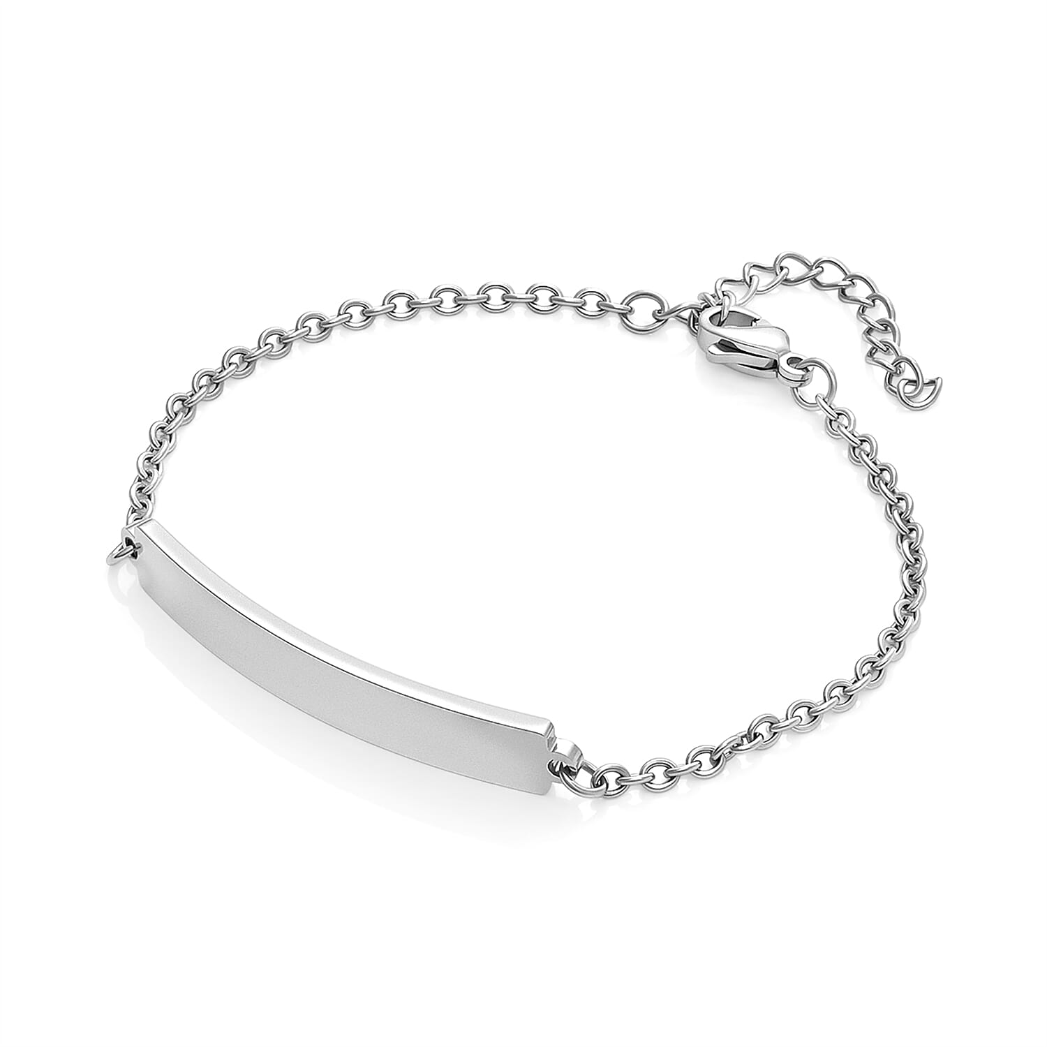 Personalized Bar Bracelet (Size - 7-1.5 Ext) in Silver Tone