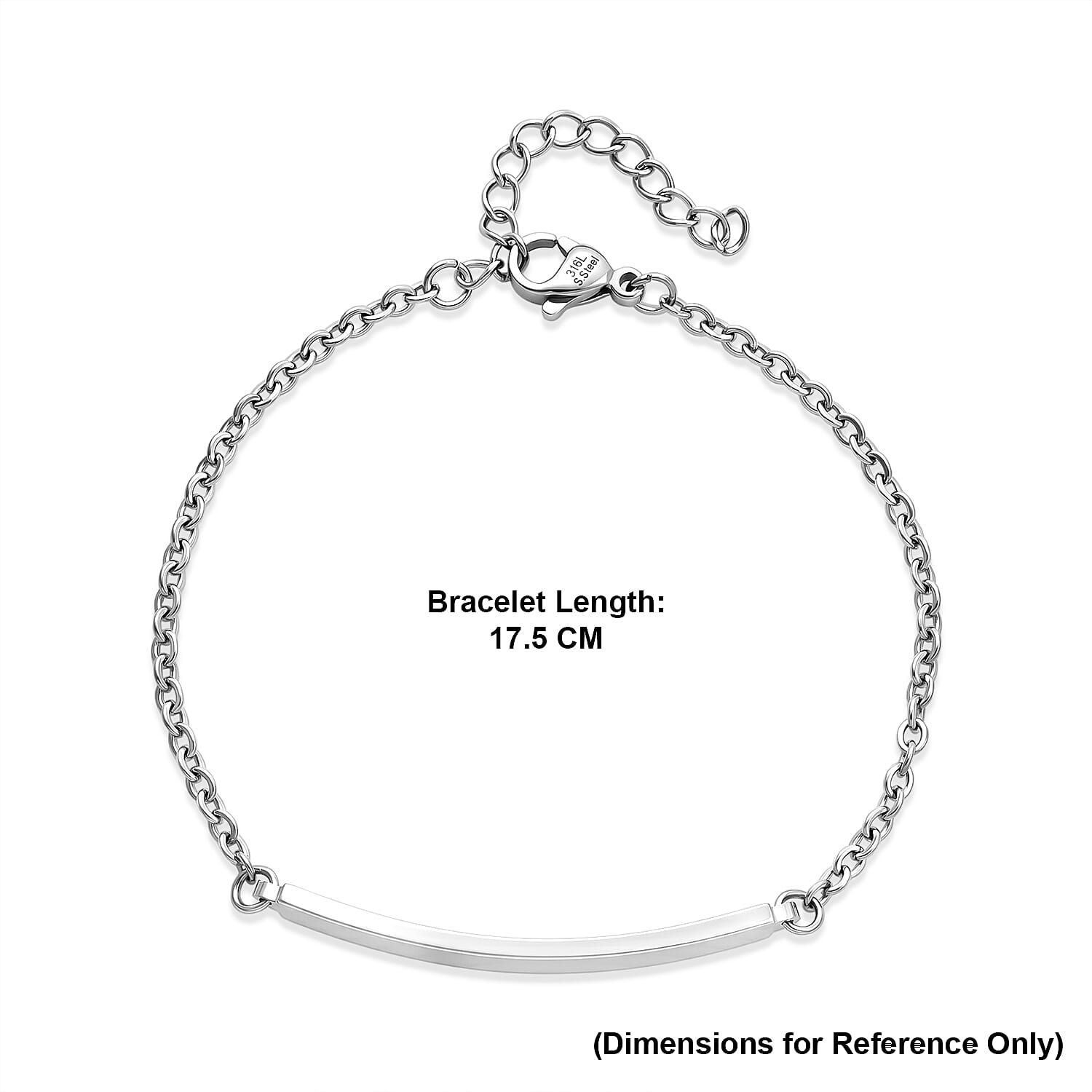 Personalized Bar Bracelet (Size - 7-1.5 Ext) in Silver Tone