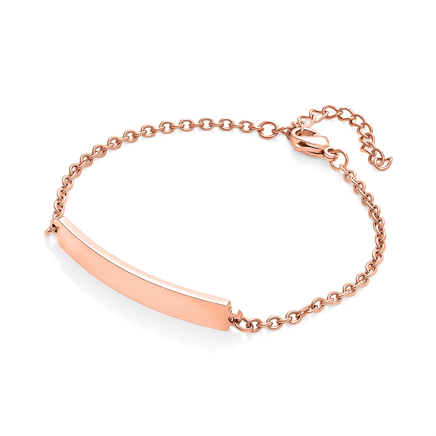 Personalized Bar Bracelet (Size - 7-1.5 Ext) in Rose Gold Tone