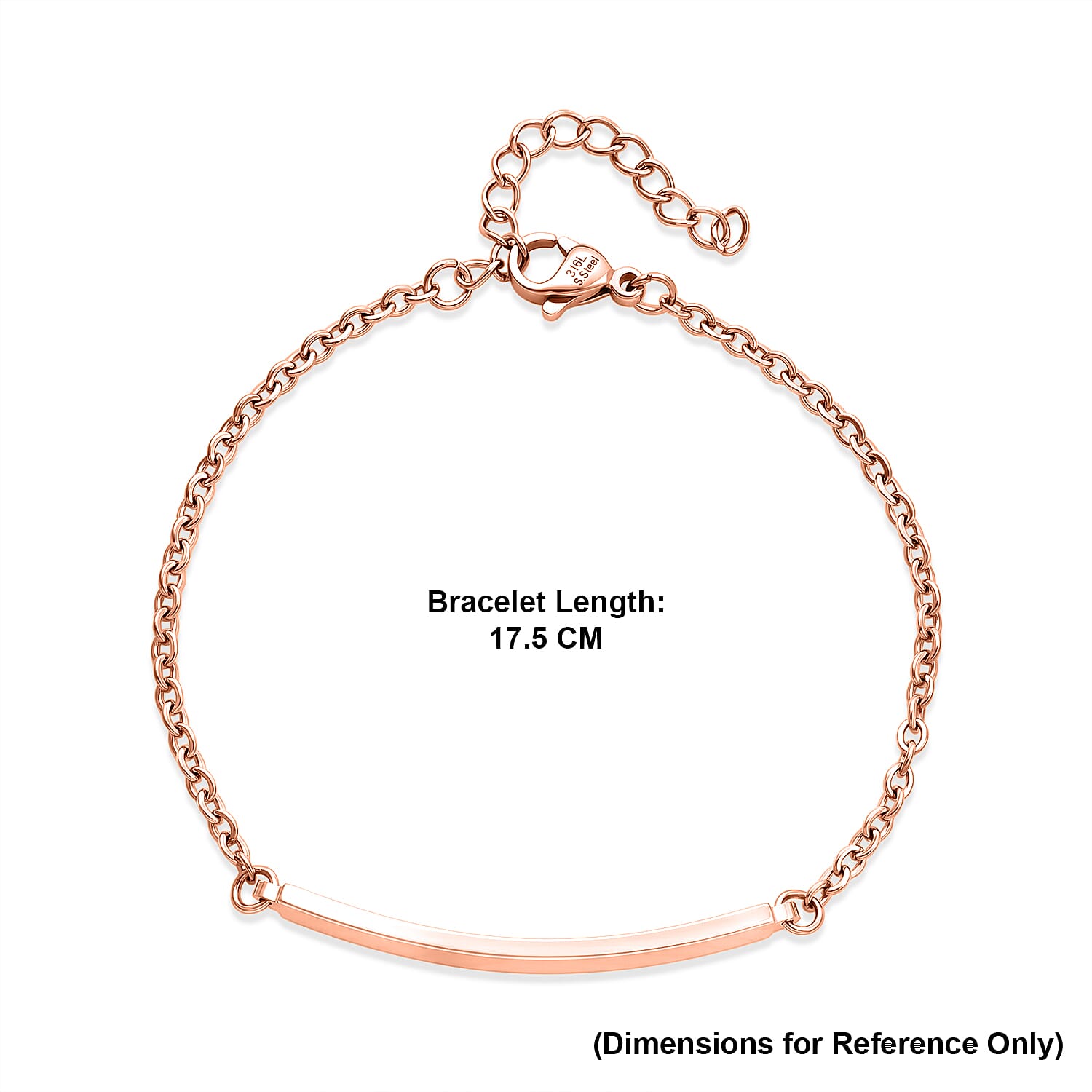 Personalized Bar Bracelet (Size - 7-1.5 Ext) in Rose Gold Tone