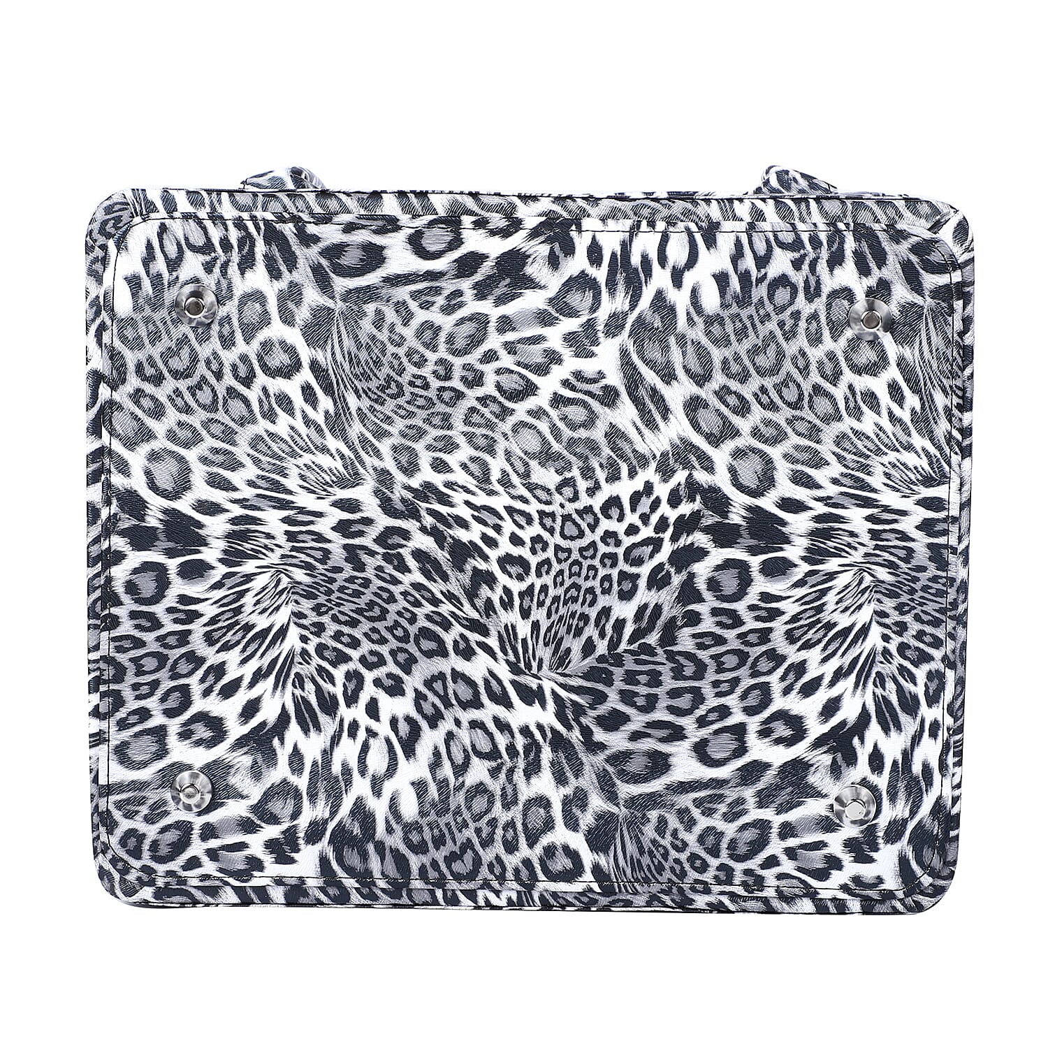 Portable Jewellery and Cosmetic Organiser Leopard Pattern with Zipper Closure and Detachable Shoulder Strap - Black