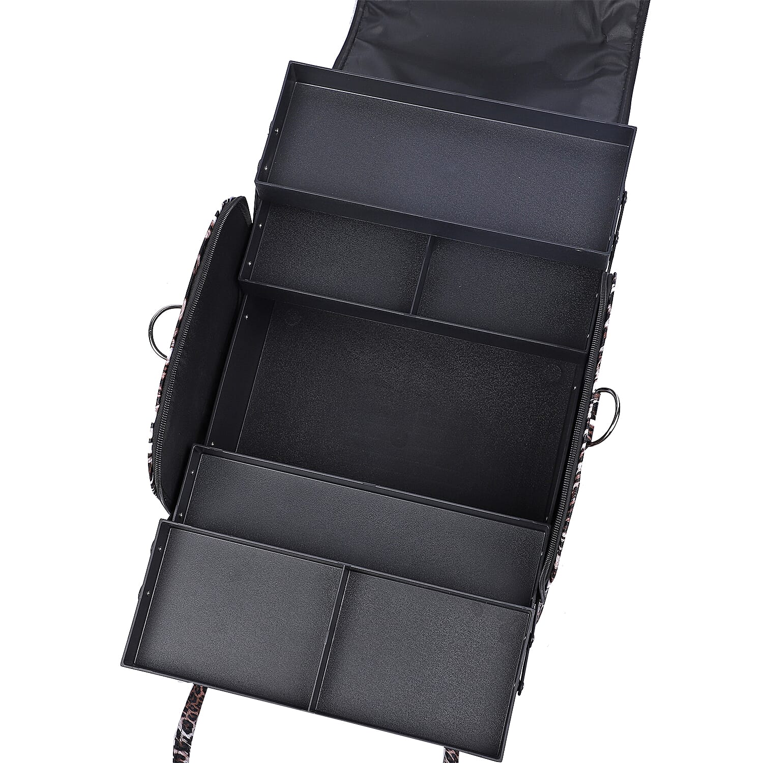 Portable Jewellery and Cosmetic Organiser Leopard Pattern with Zipper Closure and Detachable Shoulder Strap (Size-30x24x26Cm) - Brown