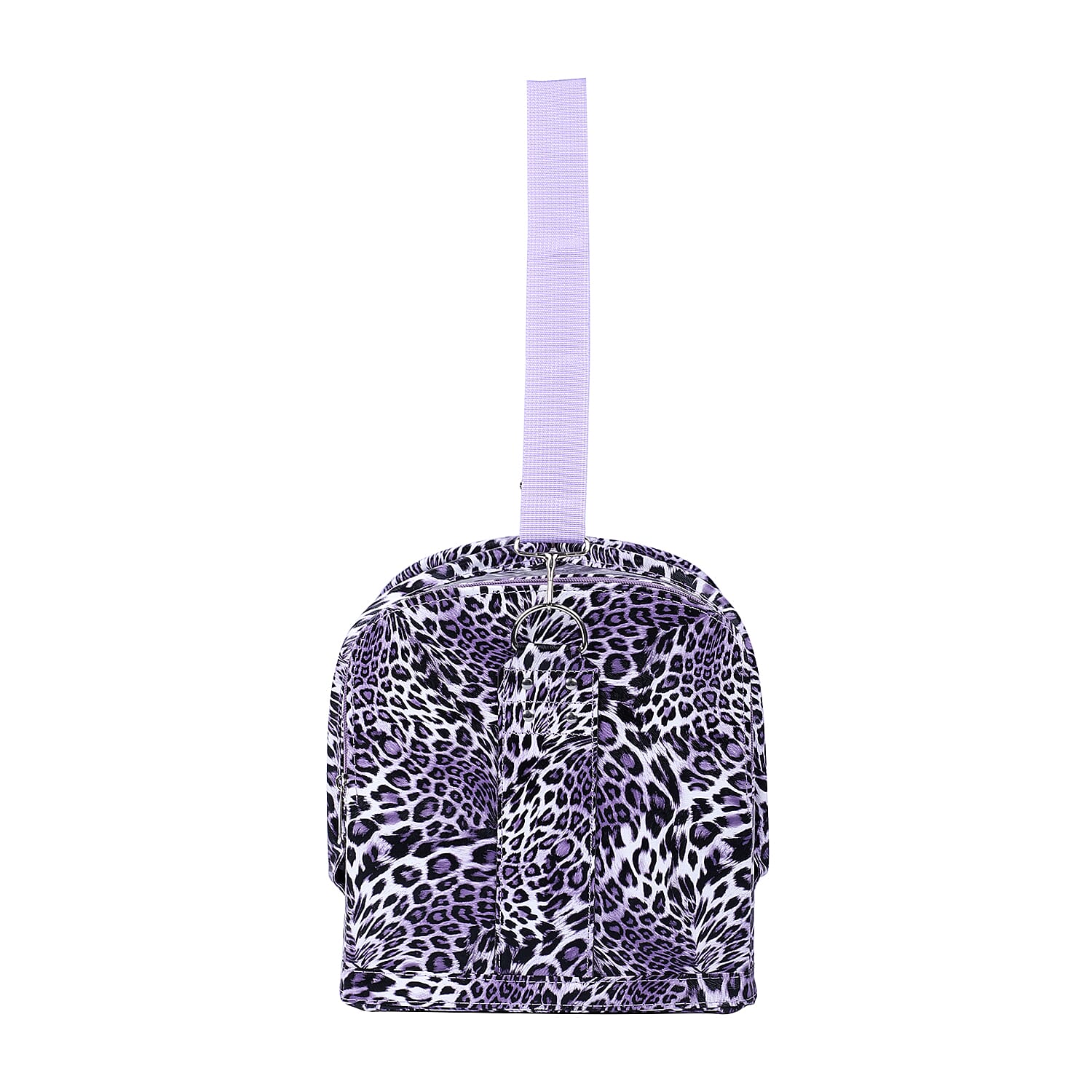 Portable Jewellery and Cosmetic Organiser Leopard Pattern with Zipper Closure and Detachable Shoulder Strap (Size-30x24x26Cm) - Purple