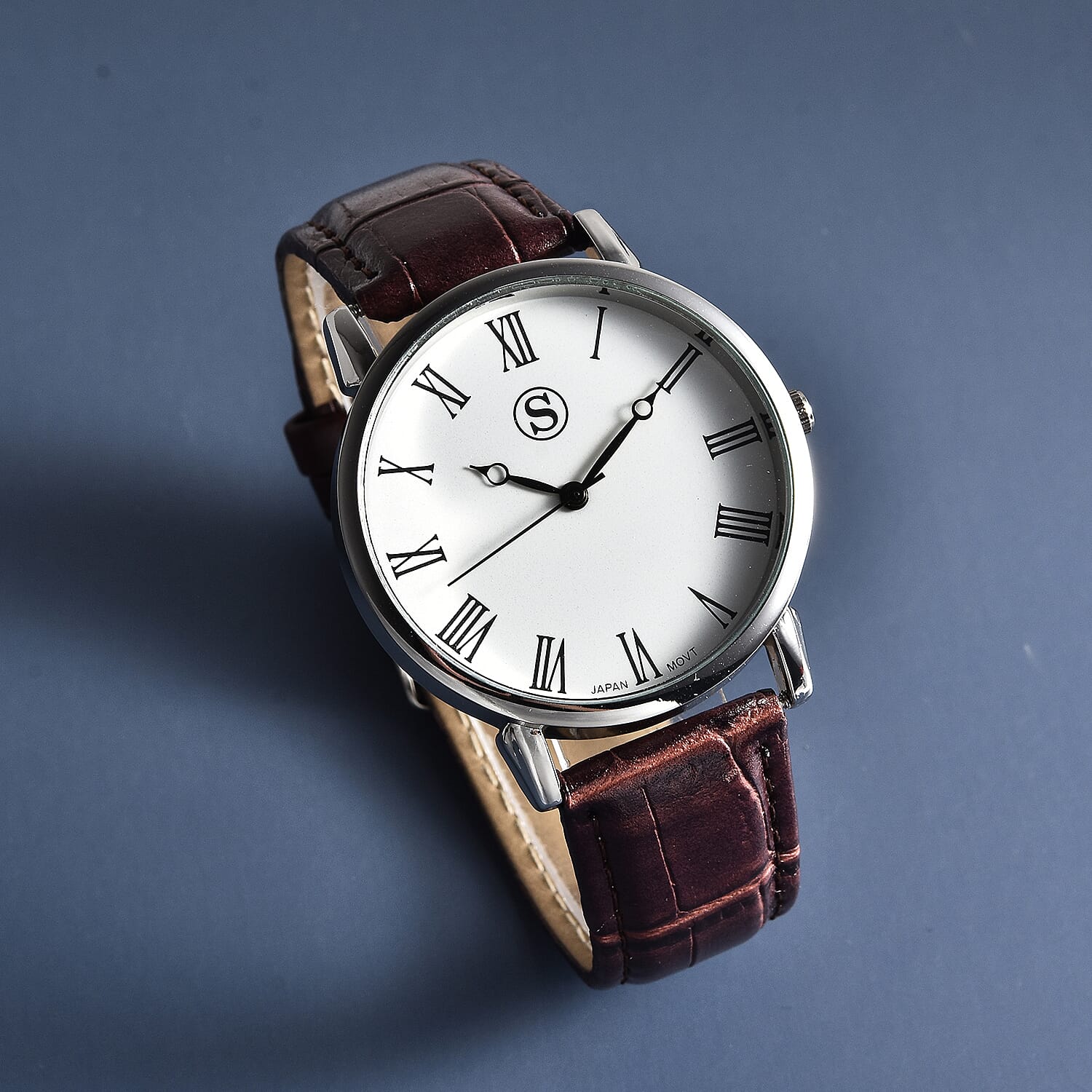 STRADA Japanese Movement Water Resistant Watch with Gold Tone Case and Brown Colour Strap