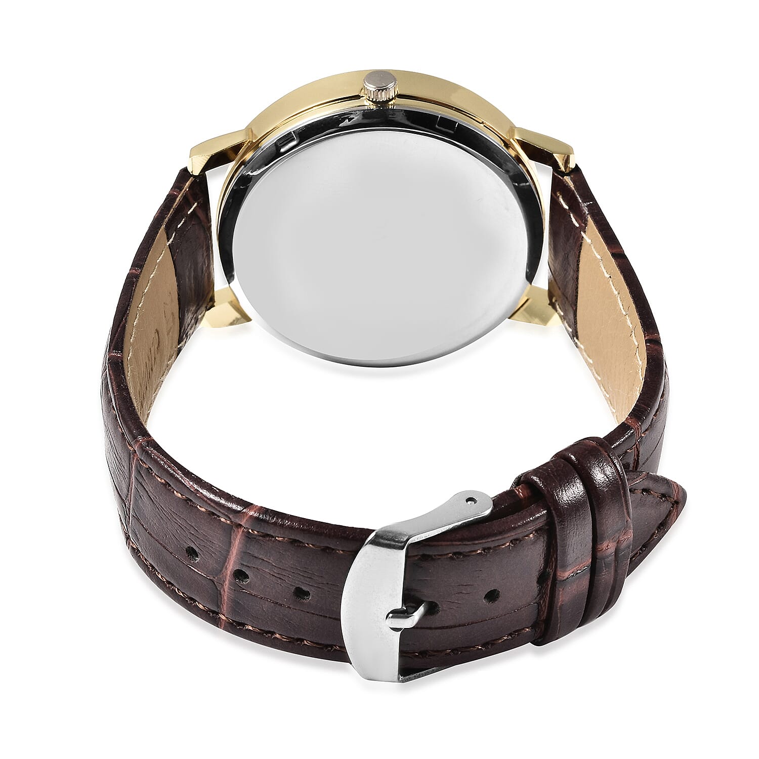 STRADA Japanese Movement Water Resistant Watch with Gold Tone Case and Brown Colour Strap