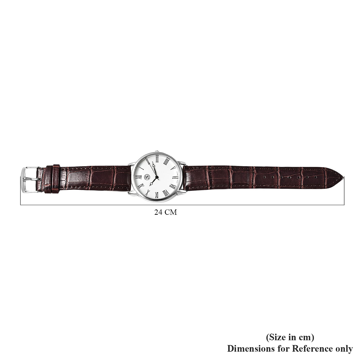 STRADA Japanese Movement Water Resistant Watch with Silver Tone Case and Brown Colour Strap