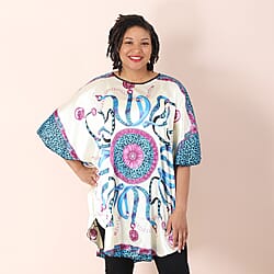 Womens Printed Short Sleeves Kaftan  Blue