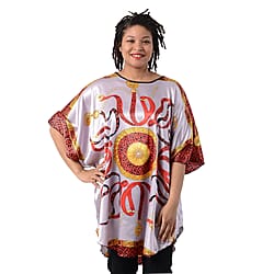 Womens Printed Short Sleeves Kaftan  Red and Purple