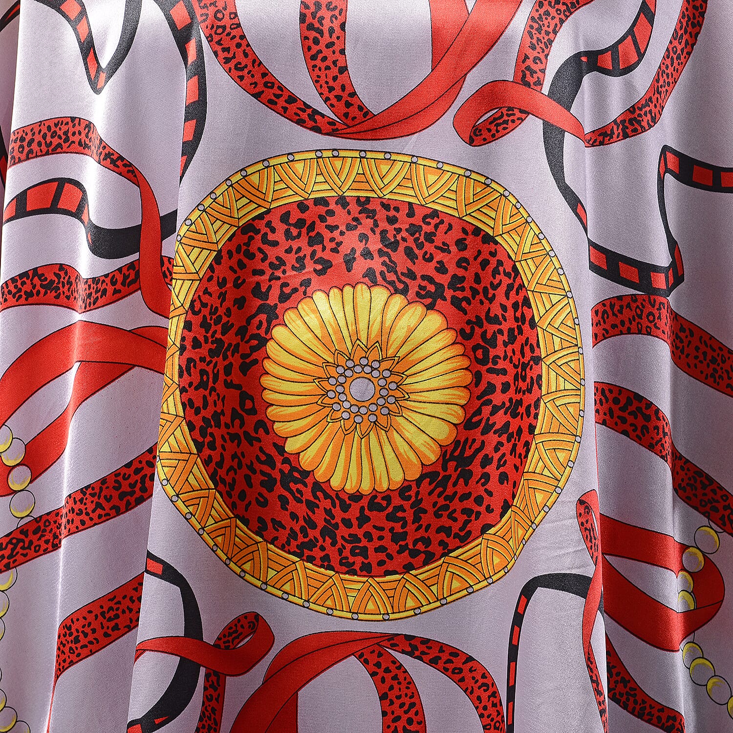 Leopard & Ribbon Pattern Kaftan (One Size,8-16) - Purple and Multi