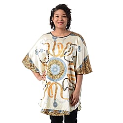 Womens Printed Short Sleeves Kaftan  White