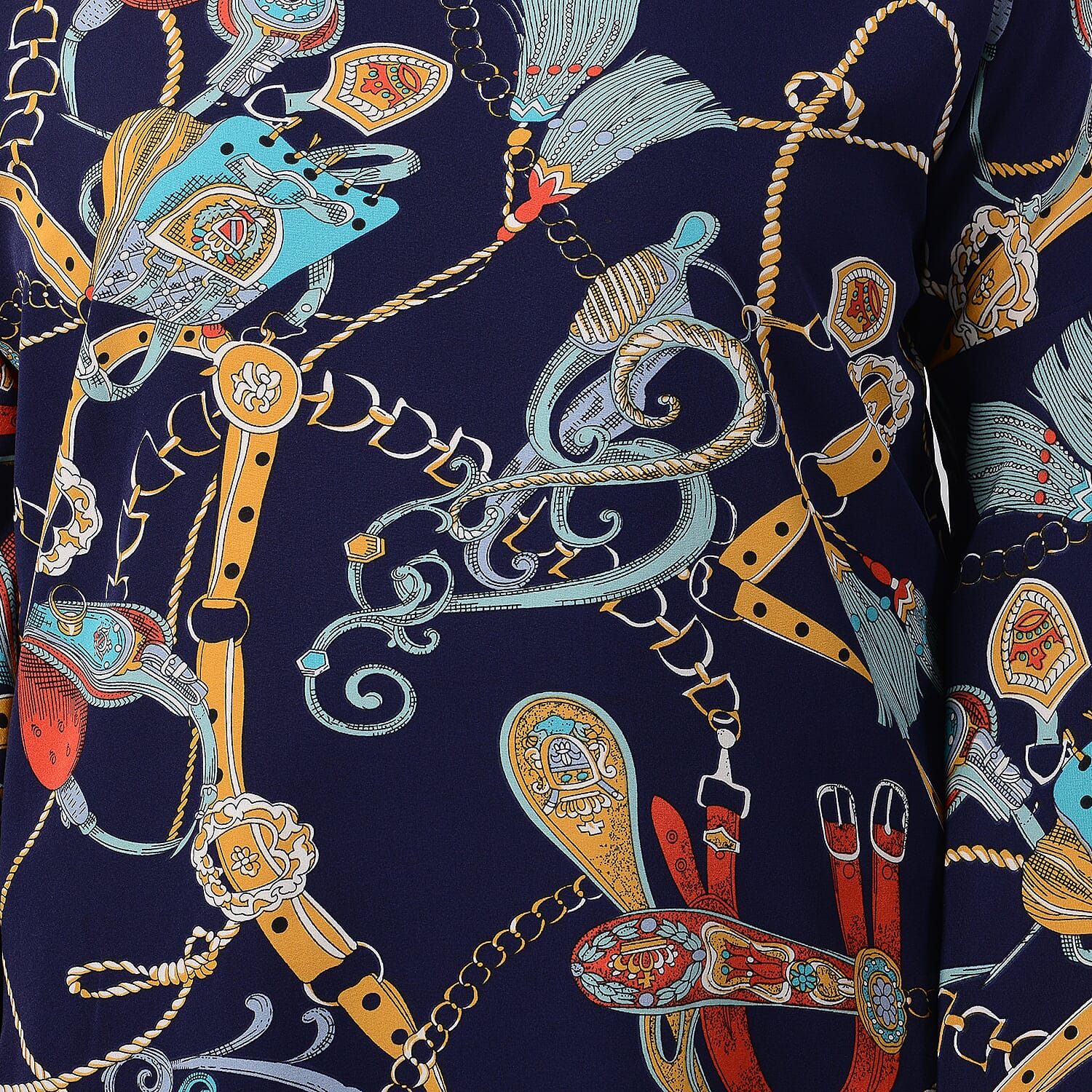 Womens Printed Bell Sleeves Top  Navy