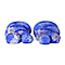 Set of 10 - Portable Floral Embroidered Pattern Multi Purpose Jewellery Bag with Top Zipper Closure - Royal Blue
