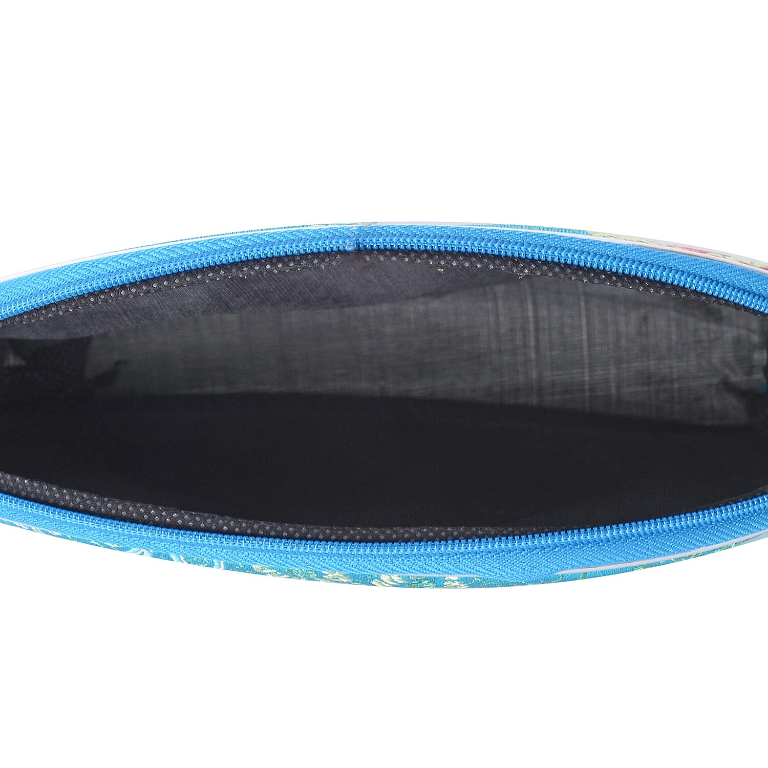 Set of 10 - Portable Floral Embroidered Pattern Multi Purpose Jewellery Bag with Top Zipper Closure - Light Blue