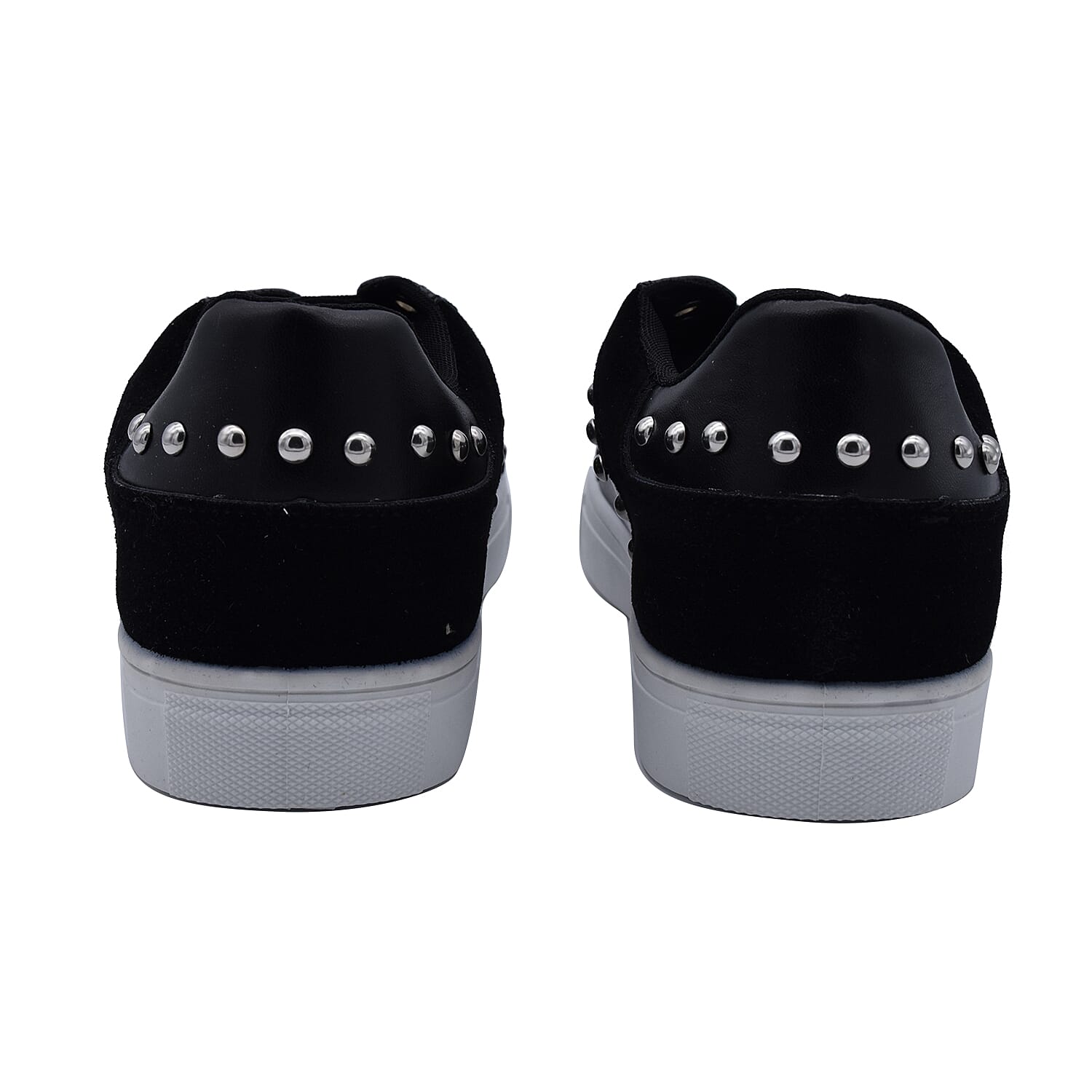 Faux Leather Studded Trainers in Black (Size 3)