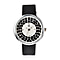 STRADA Japanese Movement White Austrian Crystal and Simulated Black Spinel Studded Watch