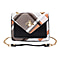 Checkerboard Pattern Crossbody Bag Adorned with Bee (Size 22x8x15cm) - Black