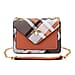 Checkerboard Pattern Crossbody Bag Adorned with Bee (Size 22x8x15cm) - Orange