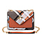 Checkerboard Pattern Crossbody Bag Adorned with Bee (Size 22x8x15cm) - Orange