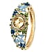 STRADA Japanese Movement Purple and White Austrian Crystal Floral Pattern Bangle Watch Size 6.5 in Gold Tone