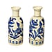 Set of 2 - Traditional Floral Printed Ceramic Vase - Cream, Blue & Multi