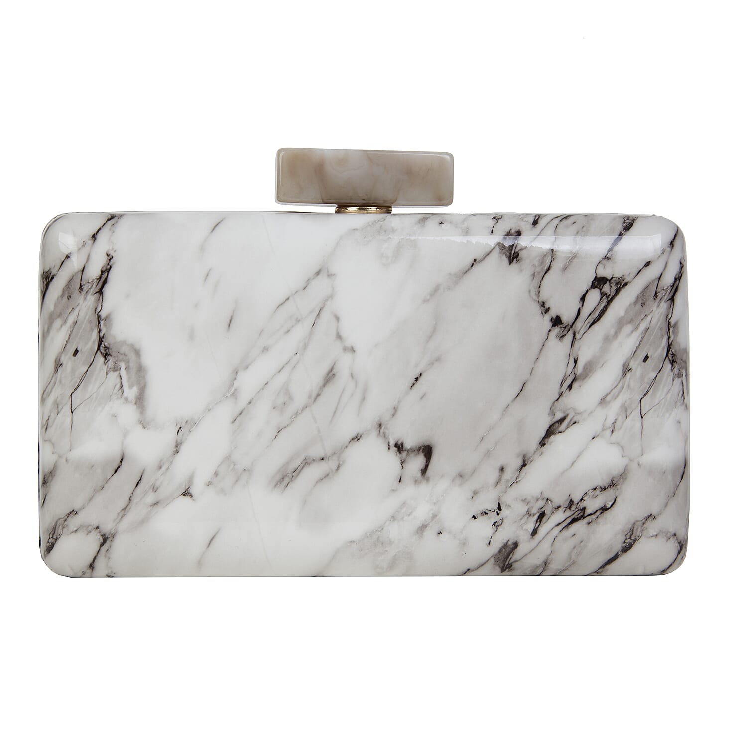 Bulaggi Collection - Xena Box Marble Clutch Bag with Shoulder Strap in Bone White (Size 11x19x3Cm)