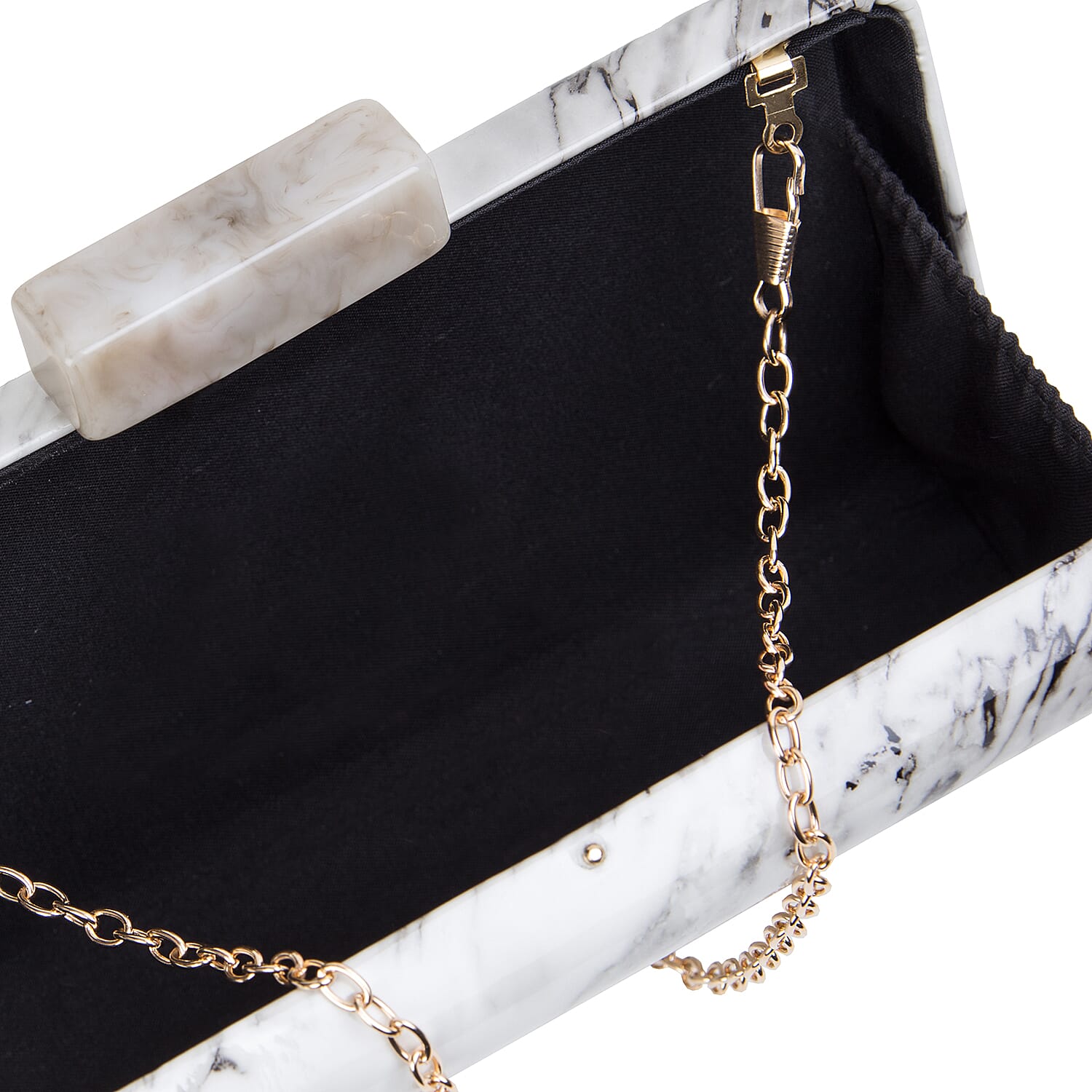 Bulaggi Collection - Xena Box Marble Clutch Bag with Shoulder Strap in Bone White (Size 11x19x3Cm)