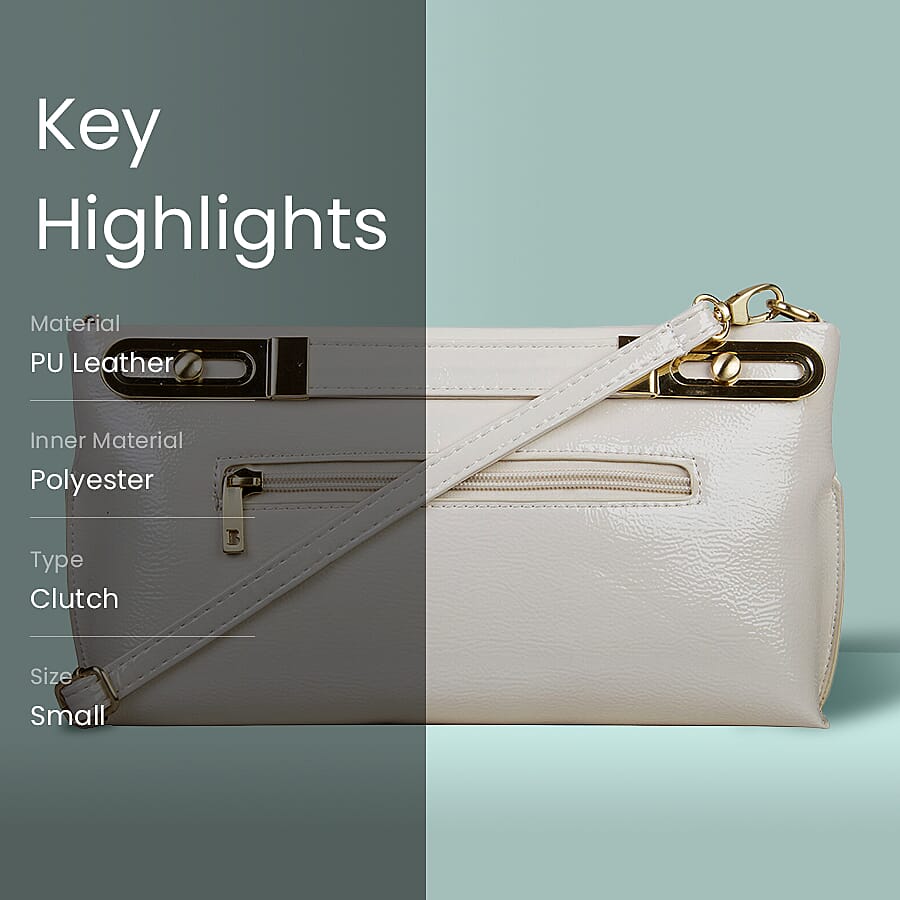 Bulaggi Collection - Polly Clutch Bag with Adjustable Shoulder Strap in Bone White (Size 17x32x4Cm)