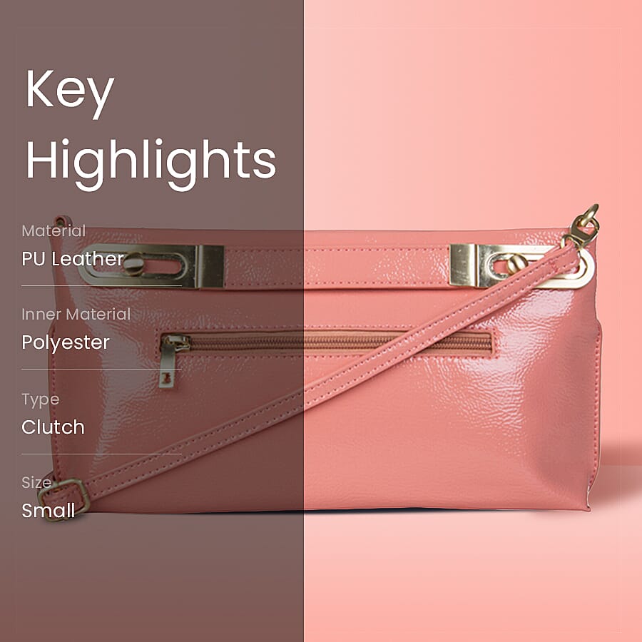 Bulaggi Collection - Polly Clutch Bag with Adjustable Shoulder Strap (Size 17x32x4 Cm) - Peach