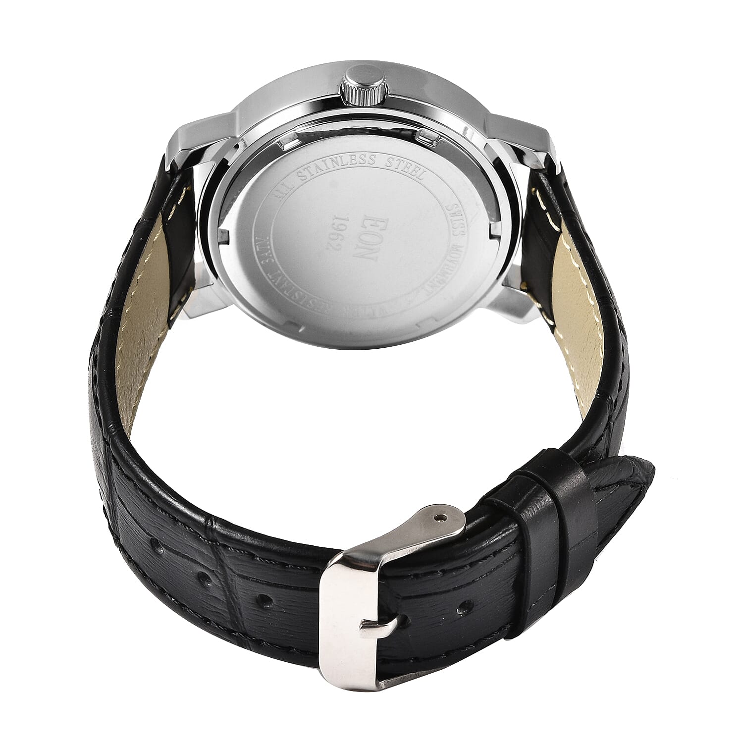 EON Swiss Movement 3 ATM Special Black Jade Dial Water Resistant Watch with Black Leather Strap