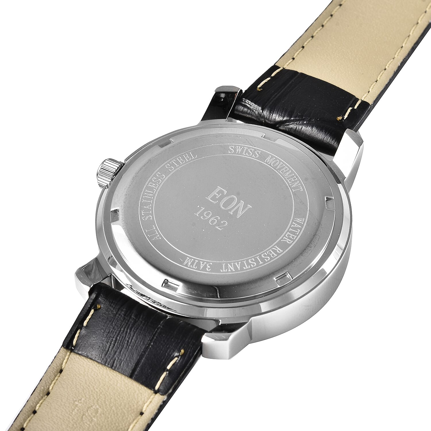 EON Swiss Movement 3 ATM Special Black Jade Dial Water Resistant Watch with Black Leather Strap