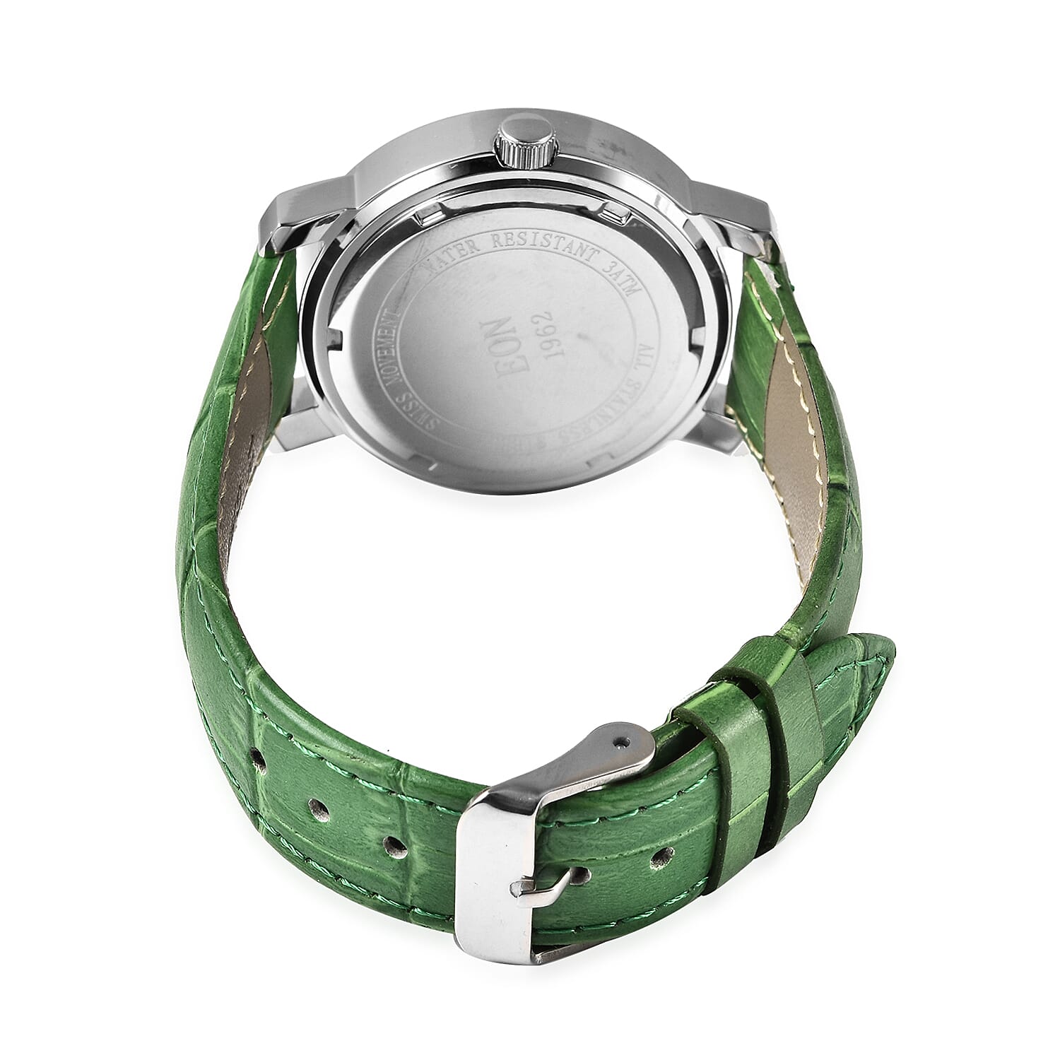 EON Swiss Movement 3 ATM Special Green Jade Dial Water Resistant Watch with Green Leather Strap