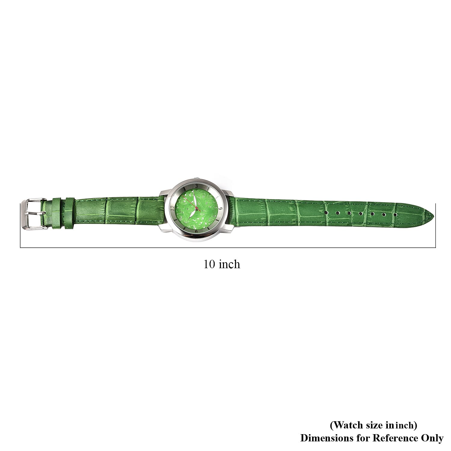 EON Swiss Movement 3 ATM Special Green Jade Dial Water Resistant Watch with Green Leather Strap