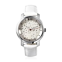 EON Swiss Movement 3 ATM Water Resistant Jade Dial Watch with White Leather Strap