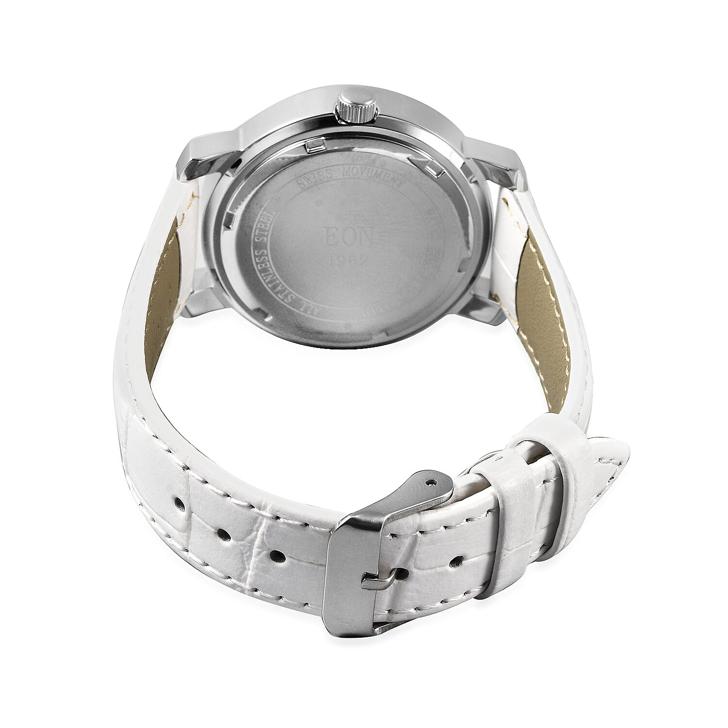 EON Swiss Movement 3 ATM Water Resistant Jade Dial Watch with White Leather Strap